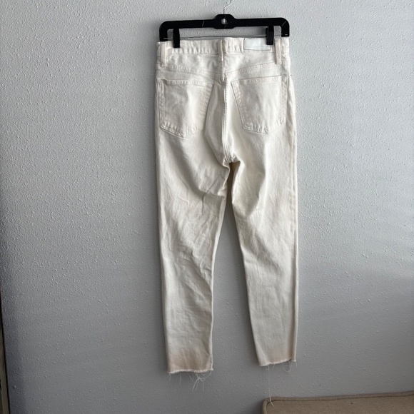 RE/DONE 70s Stove Pipe High Rise Straight Ankle Jeans in Vintage White - Picture 8 of 12